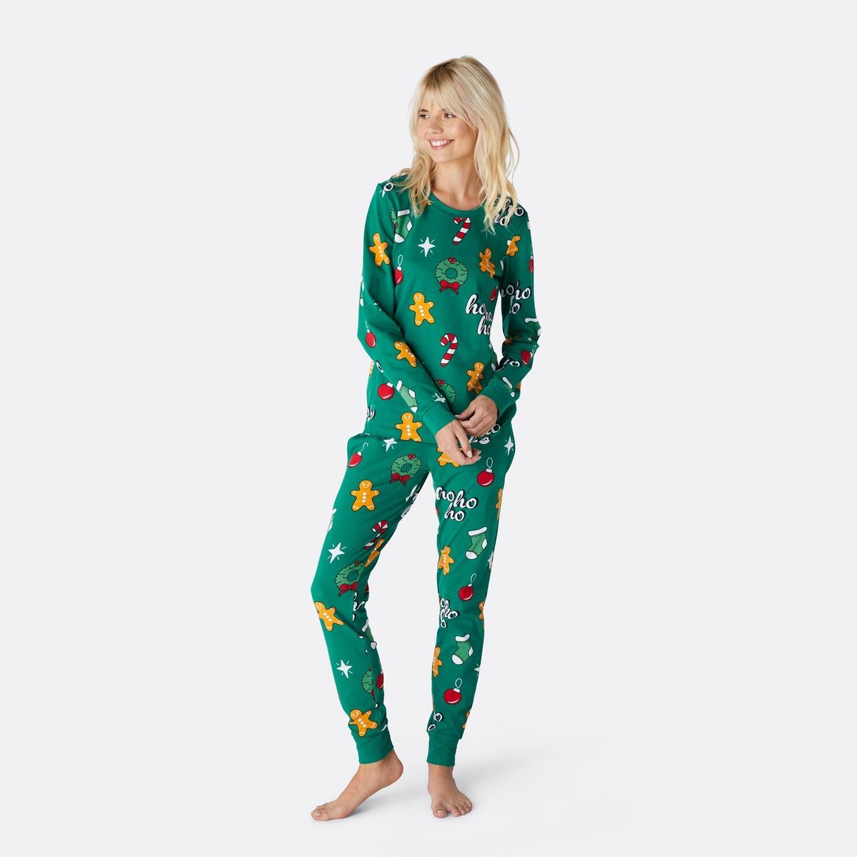 Hohoho Grøn Julepyjamas Dame