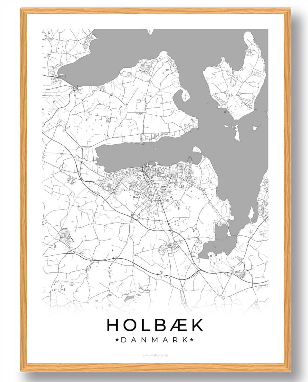 Holbæk by plakat - hvid (Størrelse: L - 50x70cm (B2))