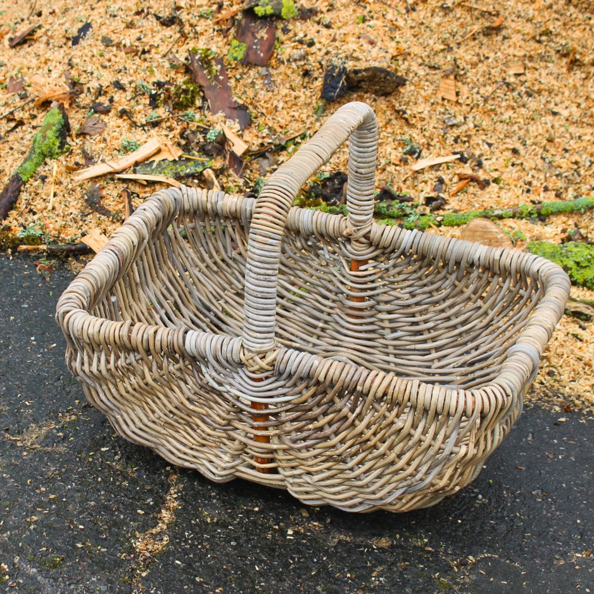 Hollænderkurv med hank, stor, robust flettet | Kubu Rattan | 56x36xH22 cm