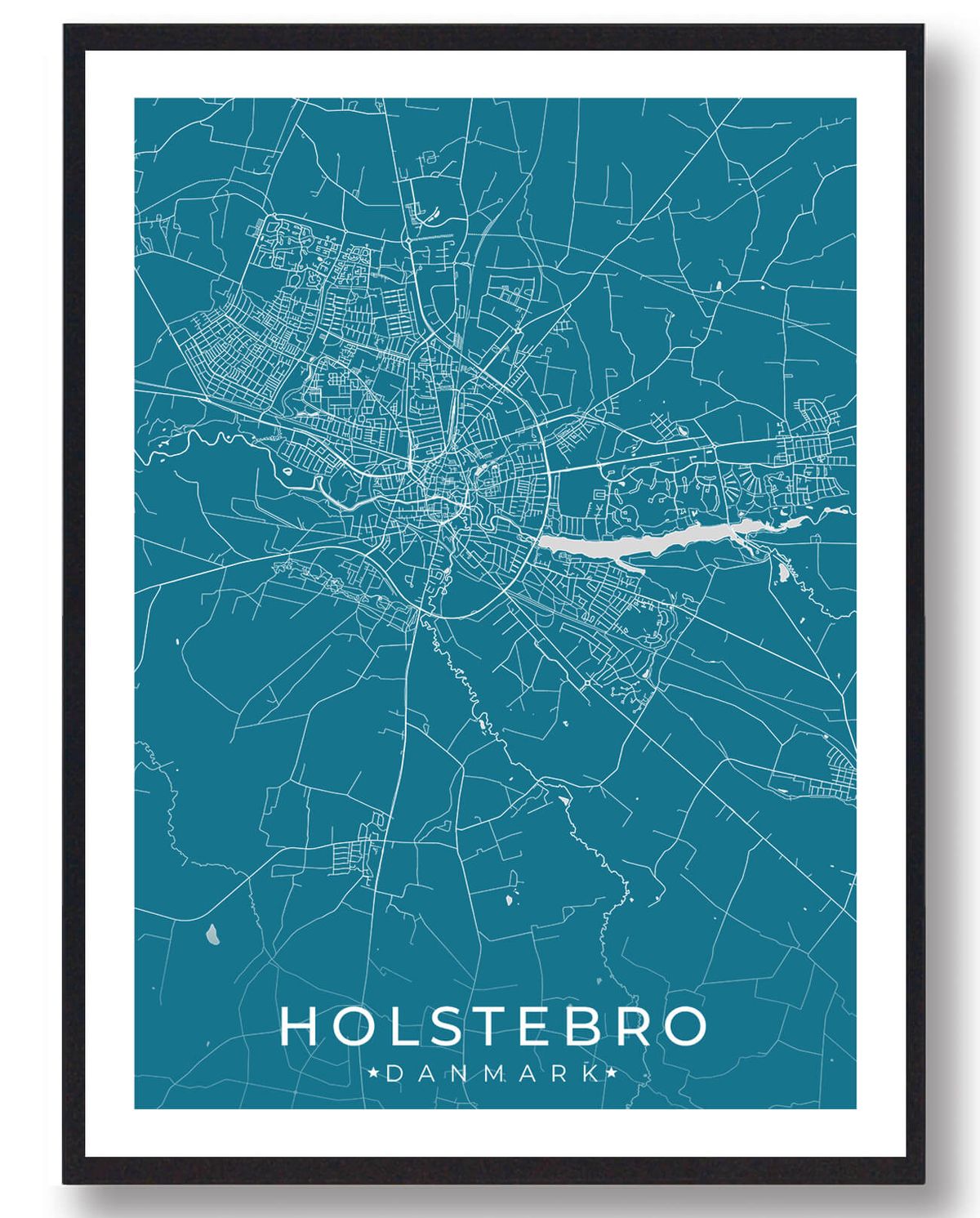 Holstebro by plakat - blå (Størrelse: L - 50x70cm (B2))