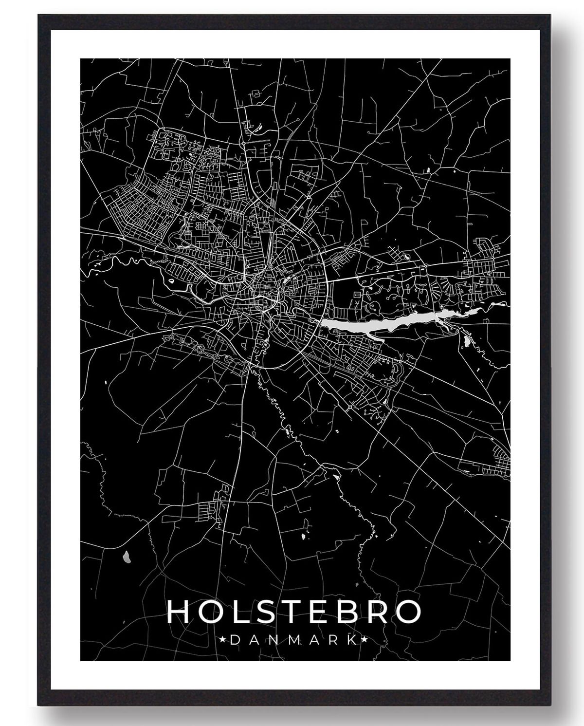 Holstebro by plakat - sort (Størrelse: L - 50x70cm (B2))