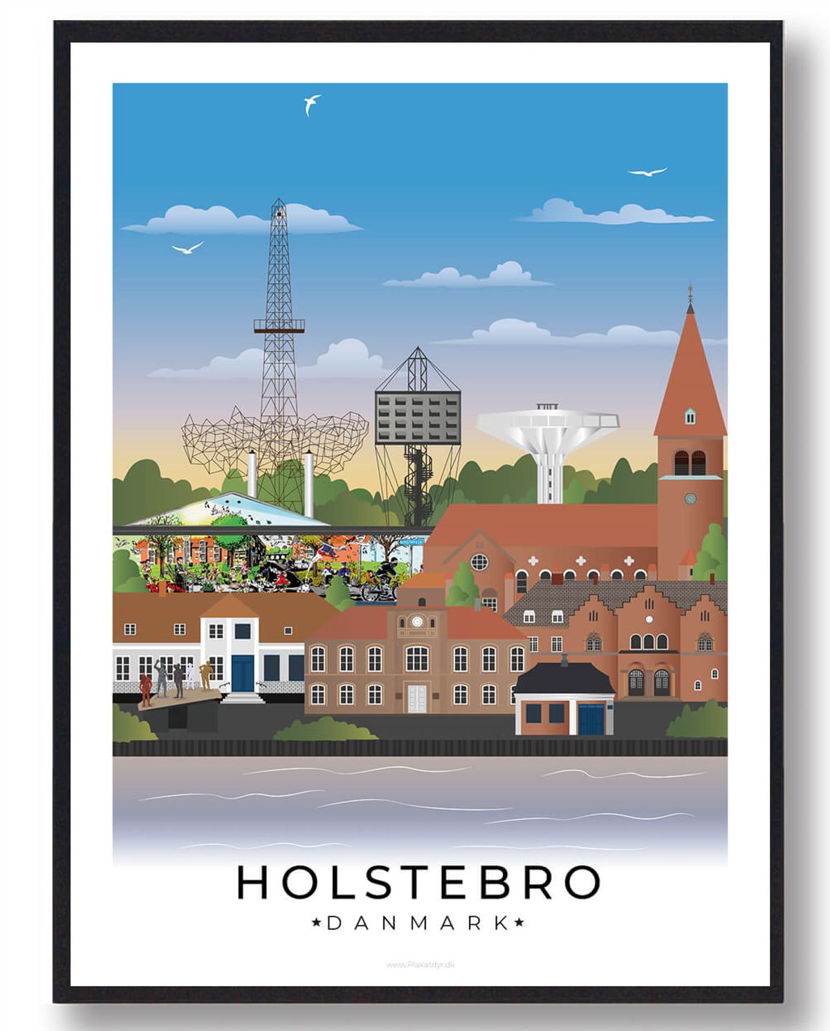 Holstebro byplakat med hvid kant (RESTPARTI) (Størrelse: L - 50x70cm (B2))