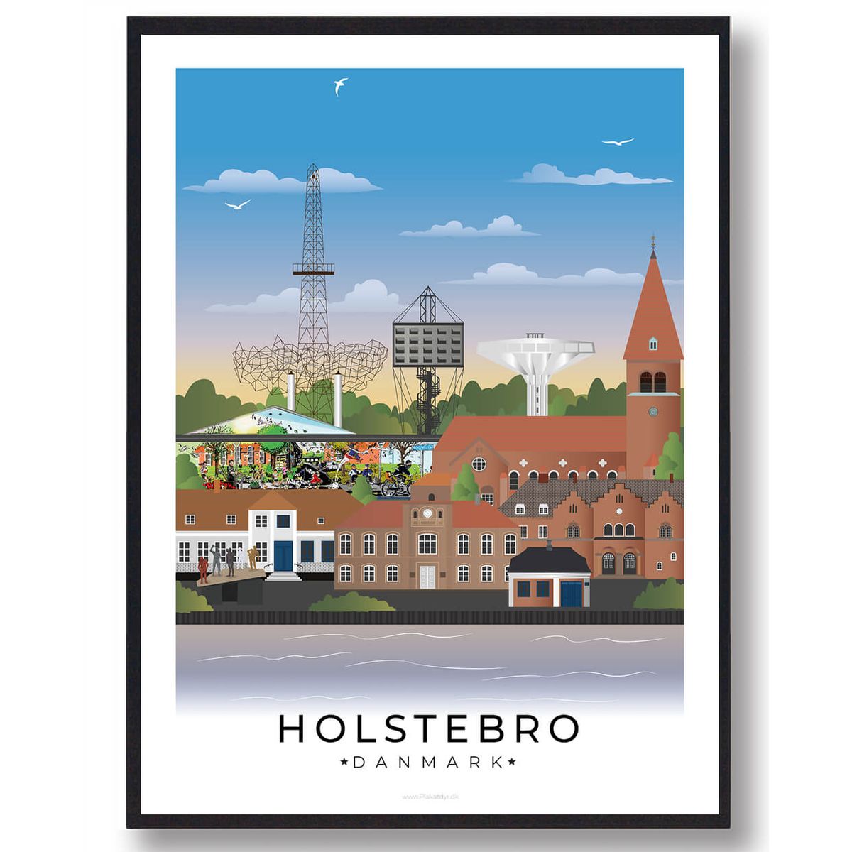 Holstebro byplakat med hvid kant (RESTPARTI) (Størrelse: XL - 70x100cm)