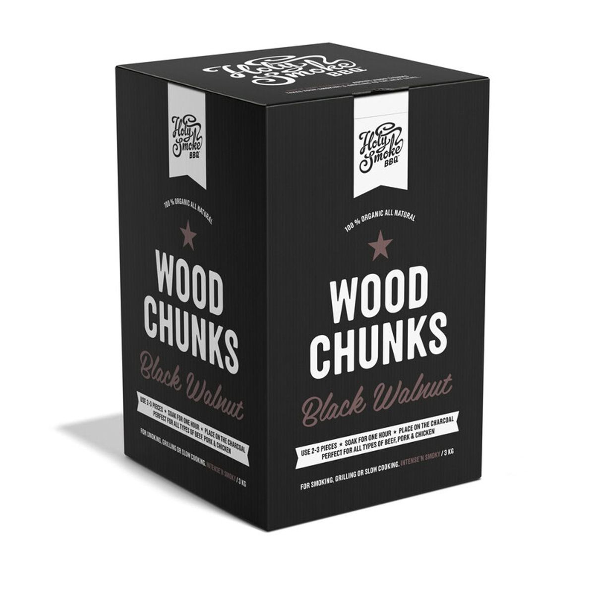 Holy Smoke BBQ Wood Chunks 3kg - Sort valnød