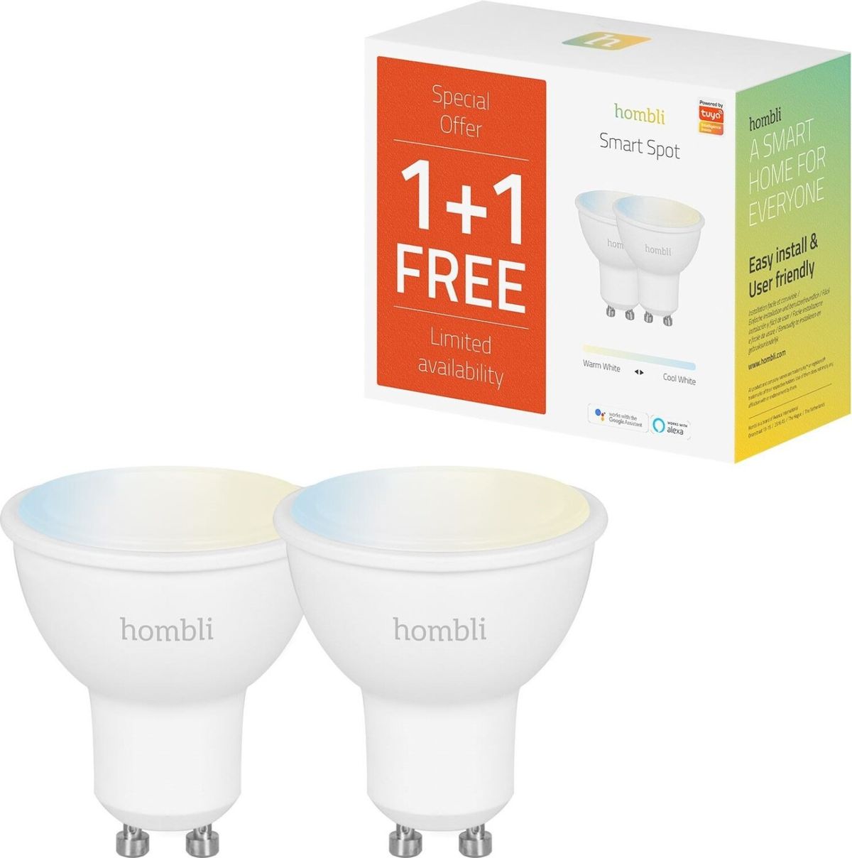 Hombli - Smart Bulb 2-pak - Elpærer - Gu10 Wifi 2700-6500k 350lm