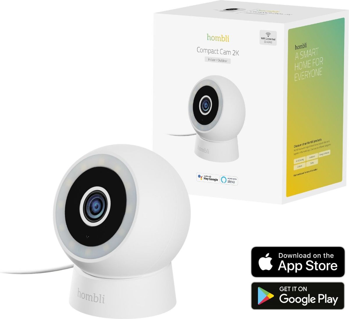 Hombli - Smart Outdoor/indoor Compact Cam, Hvid