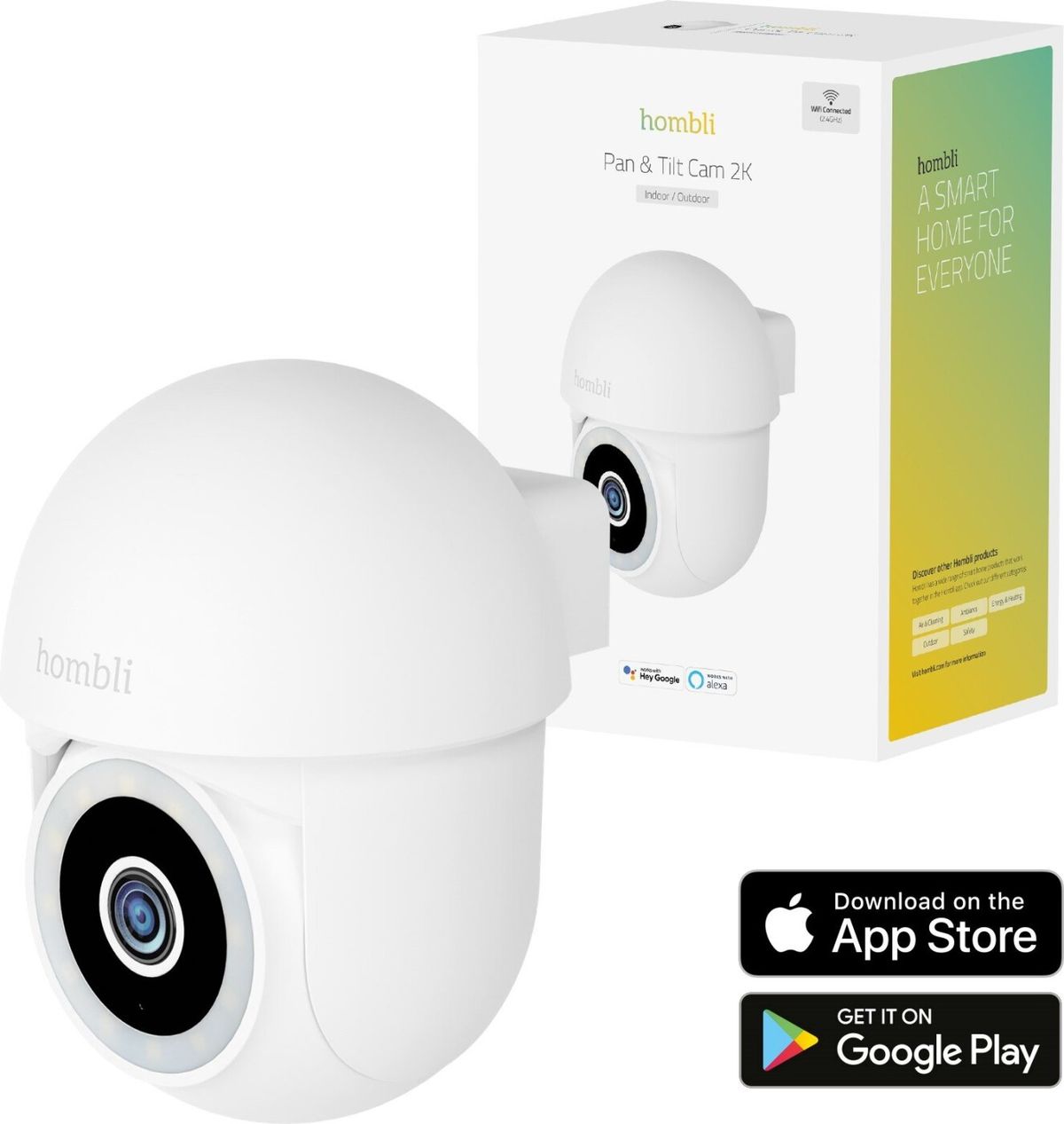 Hombli - Smart Pan & Tilt Cam (indendørs/udendørs), Hvid