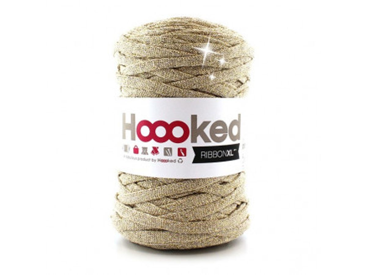 Hoooked Ribbon XL Stofgarn Unicolor Lurex 2 Golden Dust