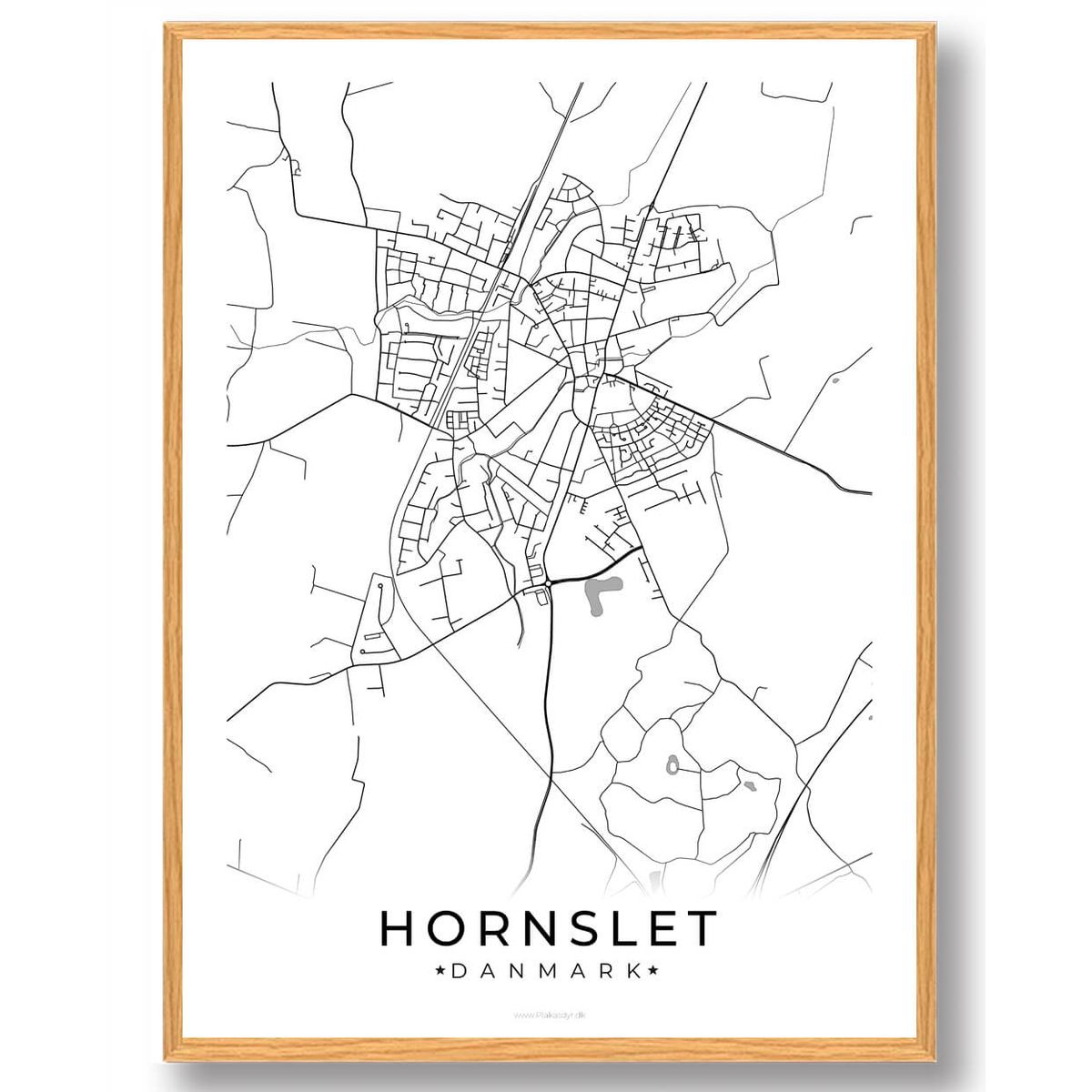 Hornslet by plakat - hvid (Størrelse: M - 30x40cm)