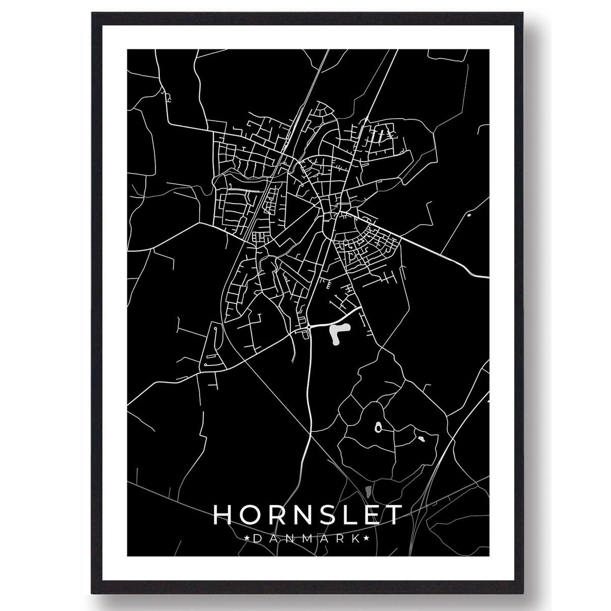 Hornslet by plakat - sort (Størrelse: S - 21x29,7cm (A4))