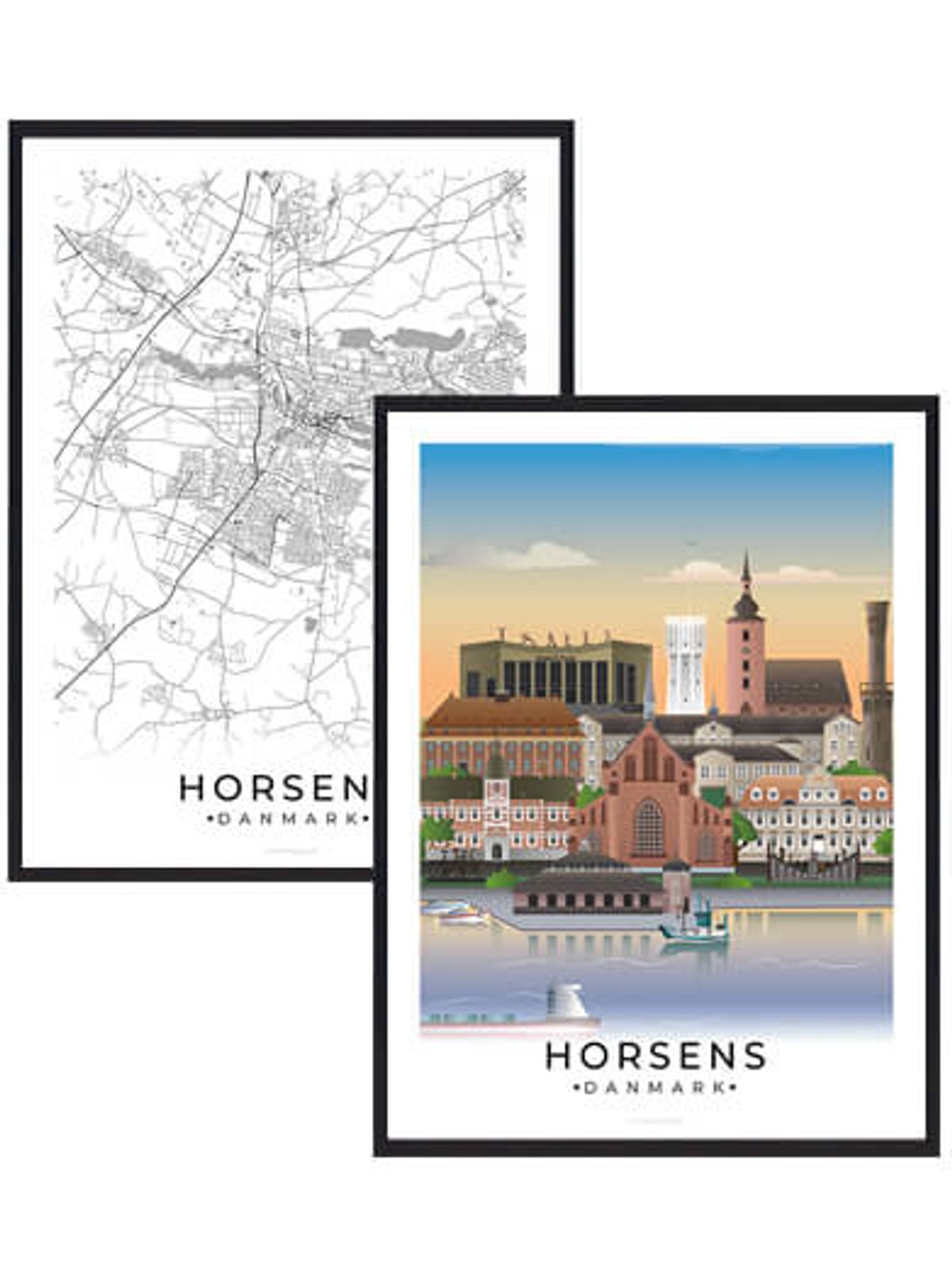 Horsens byplakatsæt (Størrelse: M - 30x40cm)