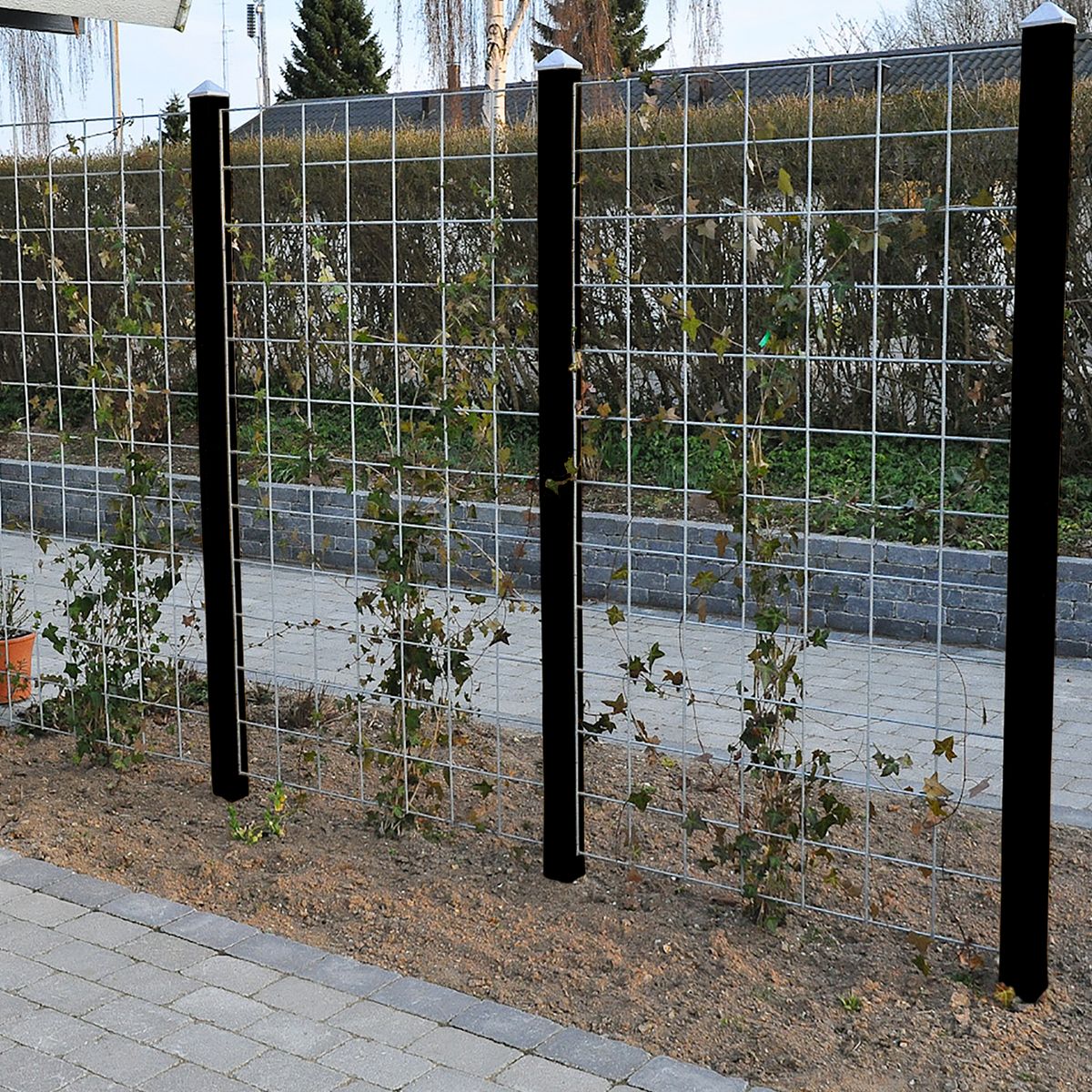 HORTUS 1 tillægsfag rio-net espalier galvaniseret 90 x 120 cm inkl. beslag inkl. 1 sortmalet stolpe 240 cm