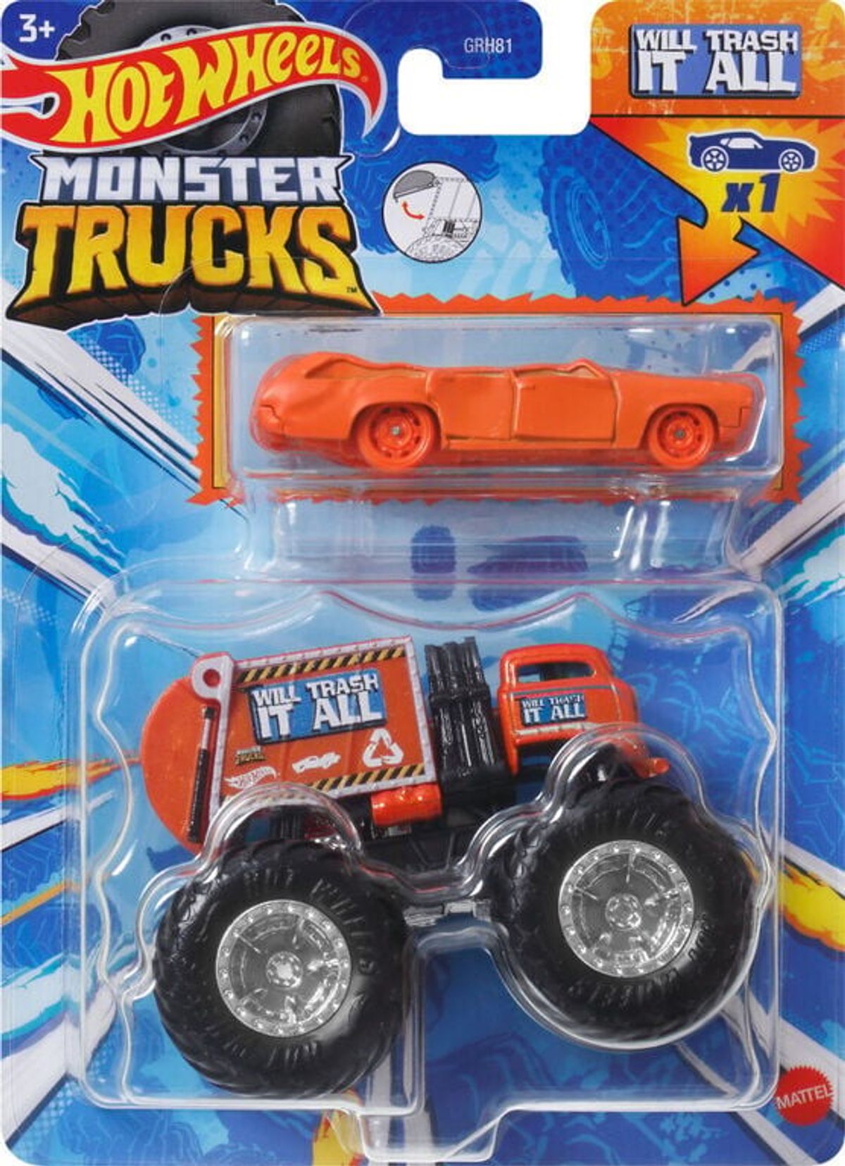 Hot Wheels - Monster Truck Bil - Die-cast - 1:64 - Will Trash It All