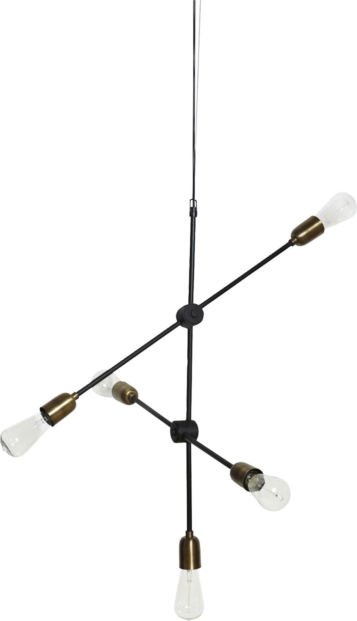 House Doctor - Pendel Lampe - Molecular - Sort Og Messing - H 78 Cm