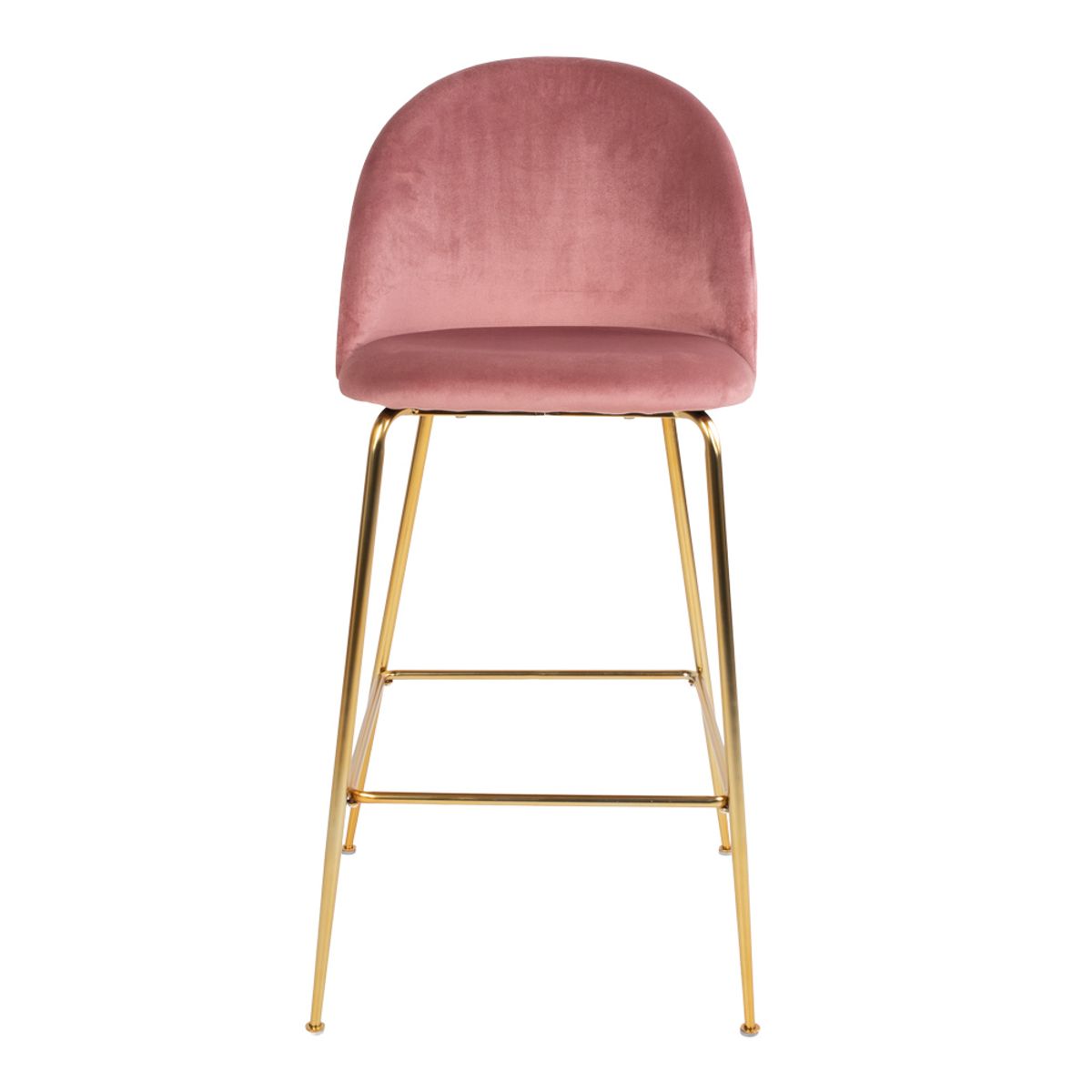 House Nordic Lausanne Bar Stol - rosa velour med ben i messing look 108