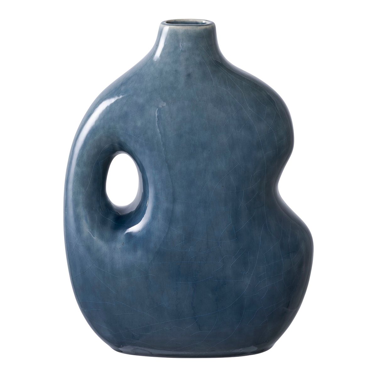 HOUSE NORDIC vase - blå keramik (18,5x9,5x24,5)