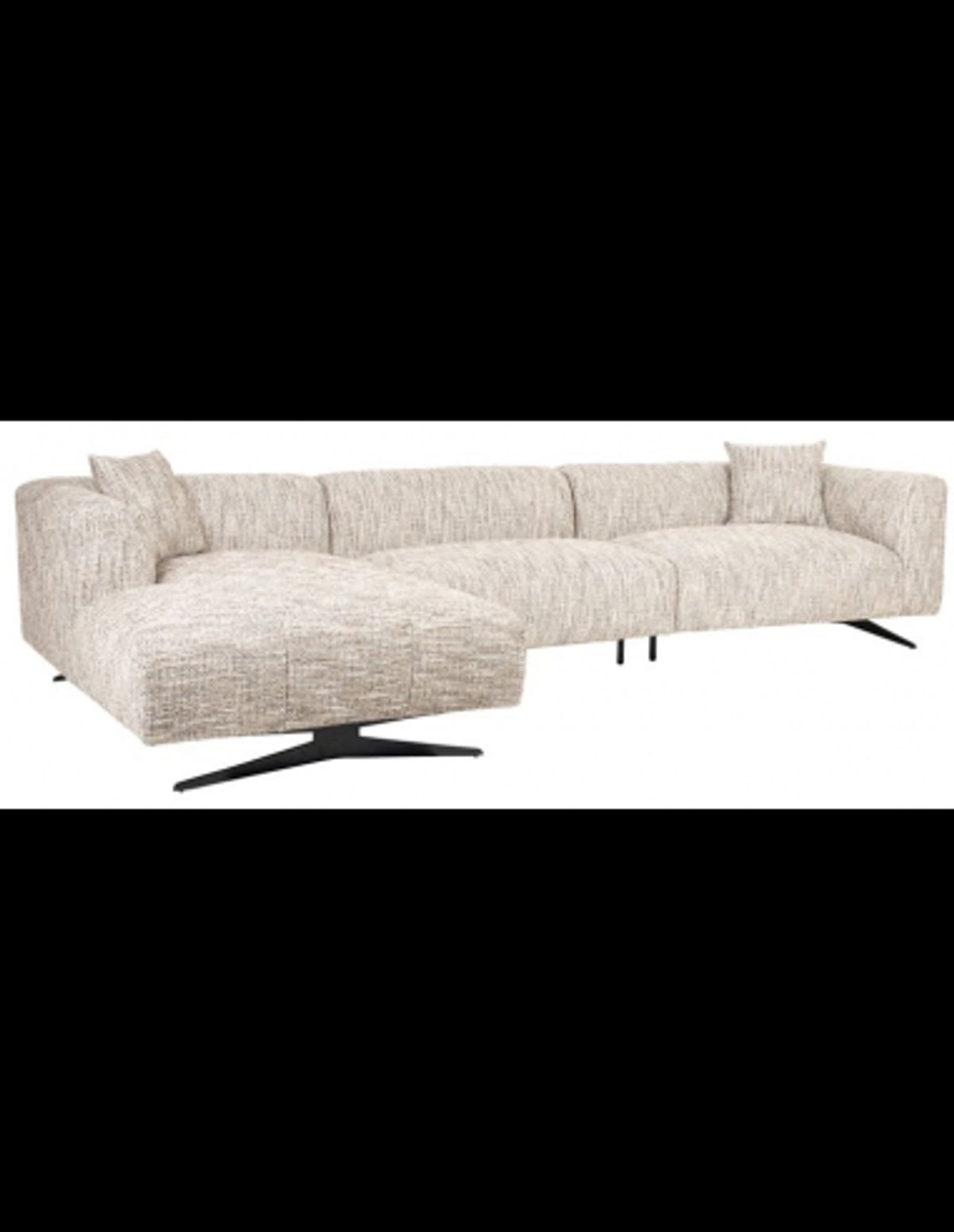 Hoxton venstrevendt chaiselongsofa i metal og polyester 340 x 176 cm - Sort/Meleret natur