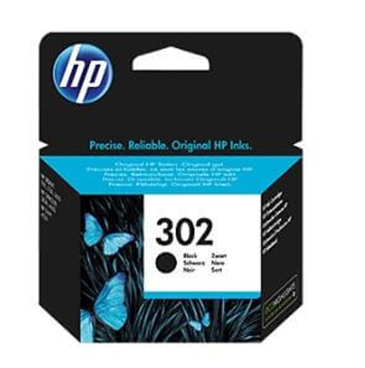 HP 302 BK (F6U66AE) sort blækpatron, Original 170 sider 3,95 ml