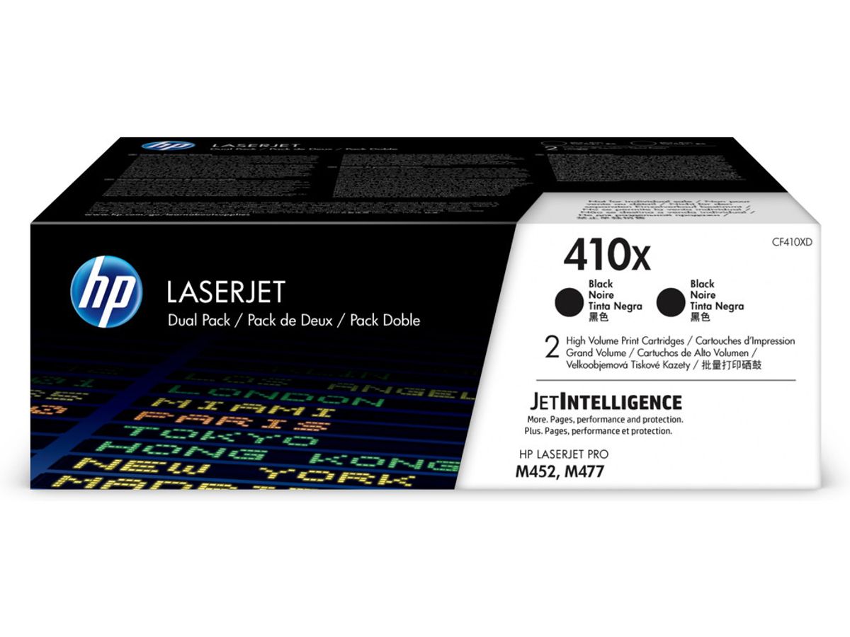 HP 410x Toner Cf410xd 2x Sort