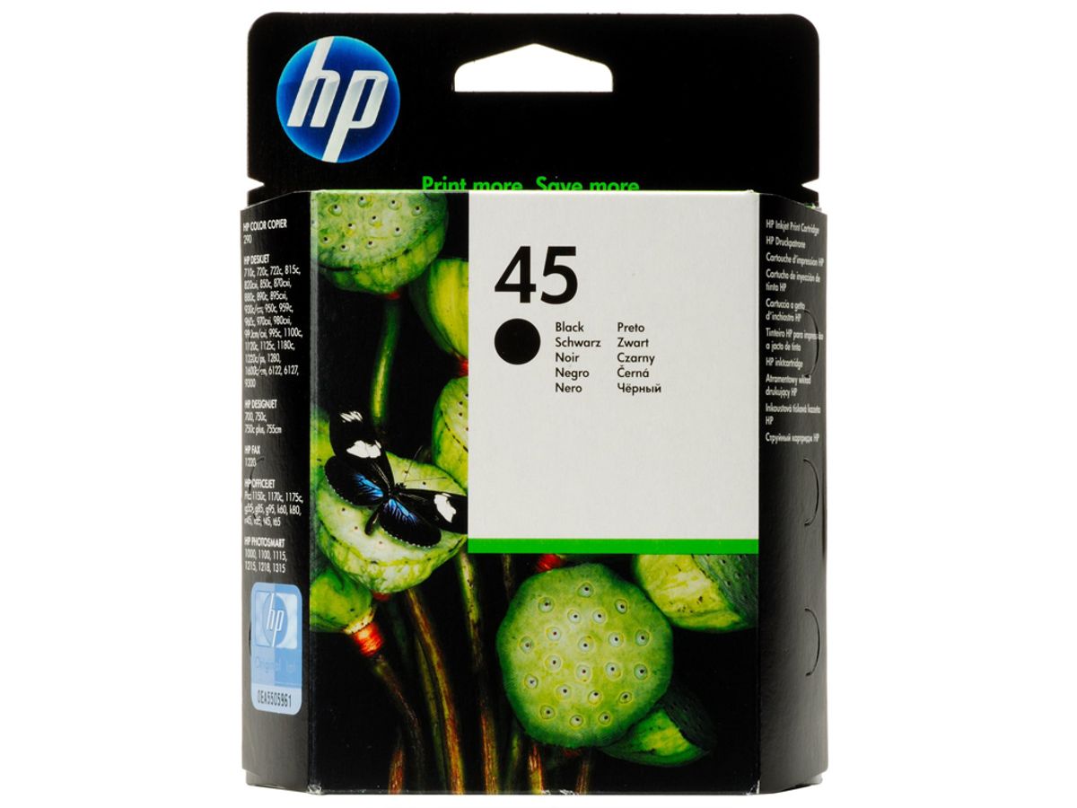 HP 45 Blæk 51645ae Sort