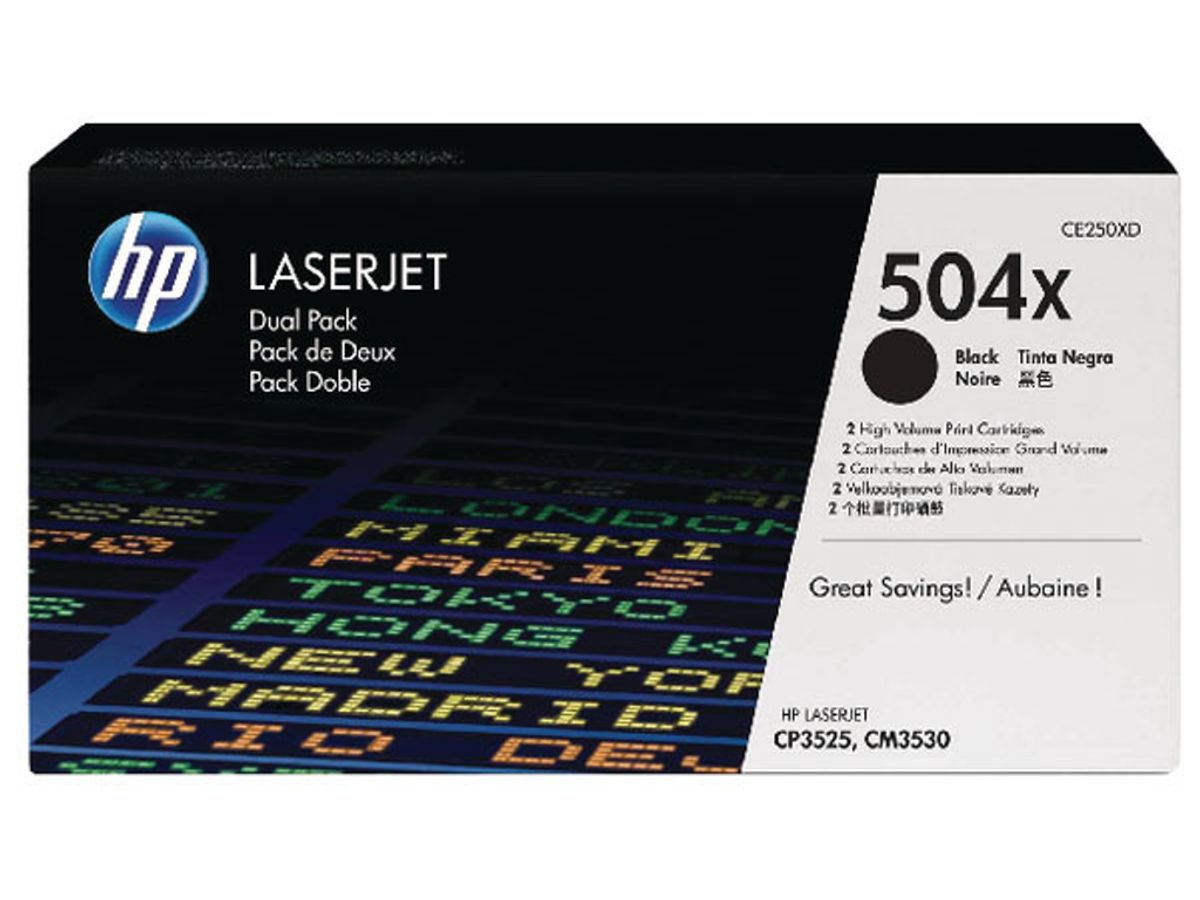 HP 504x Toner Ce250xd 2x Sort