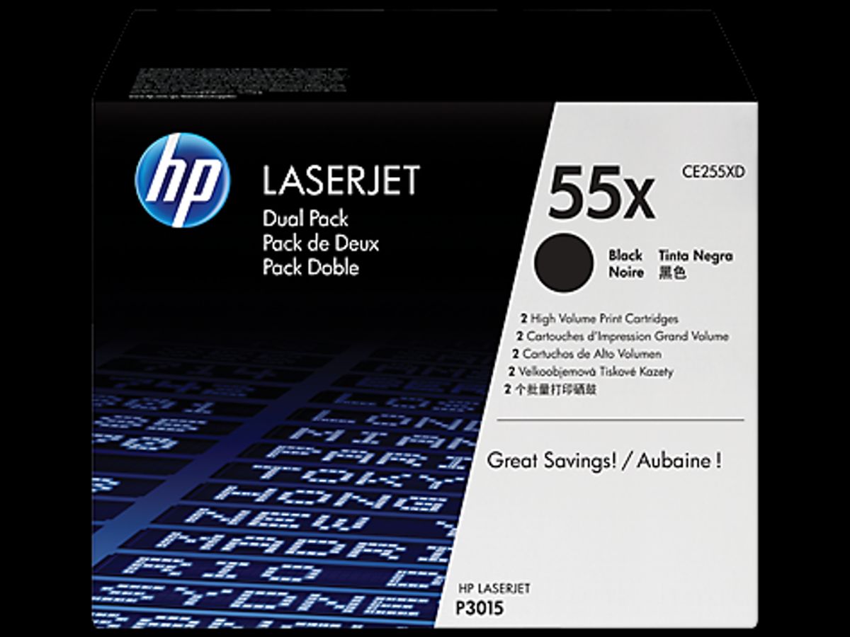 HP 55X Toner Ce255xd 2x Sort