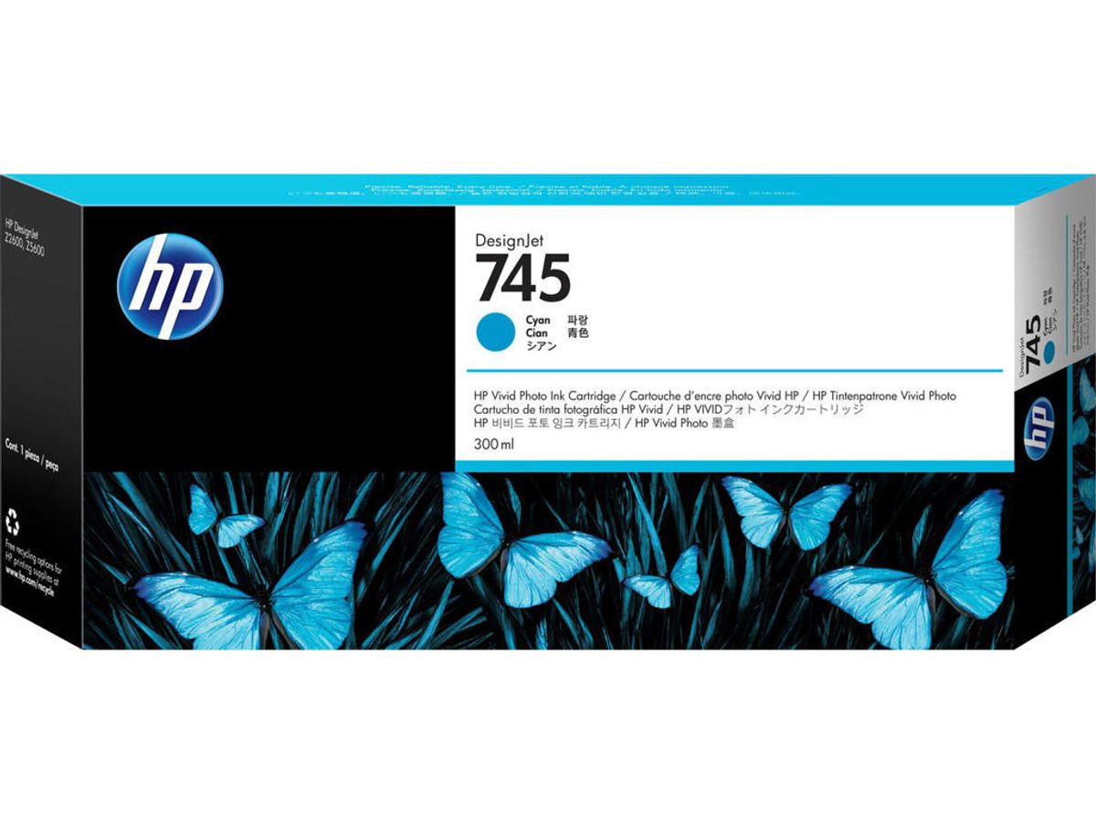 HP 745 Blæk Cyan 300 ml.