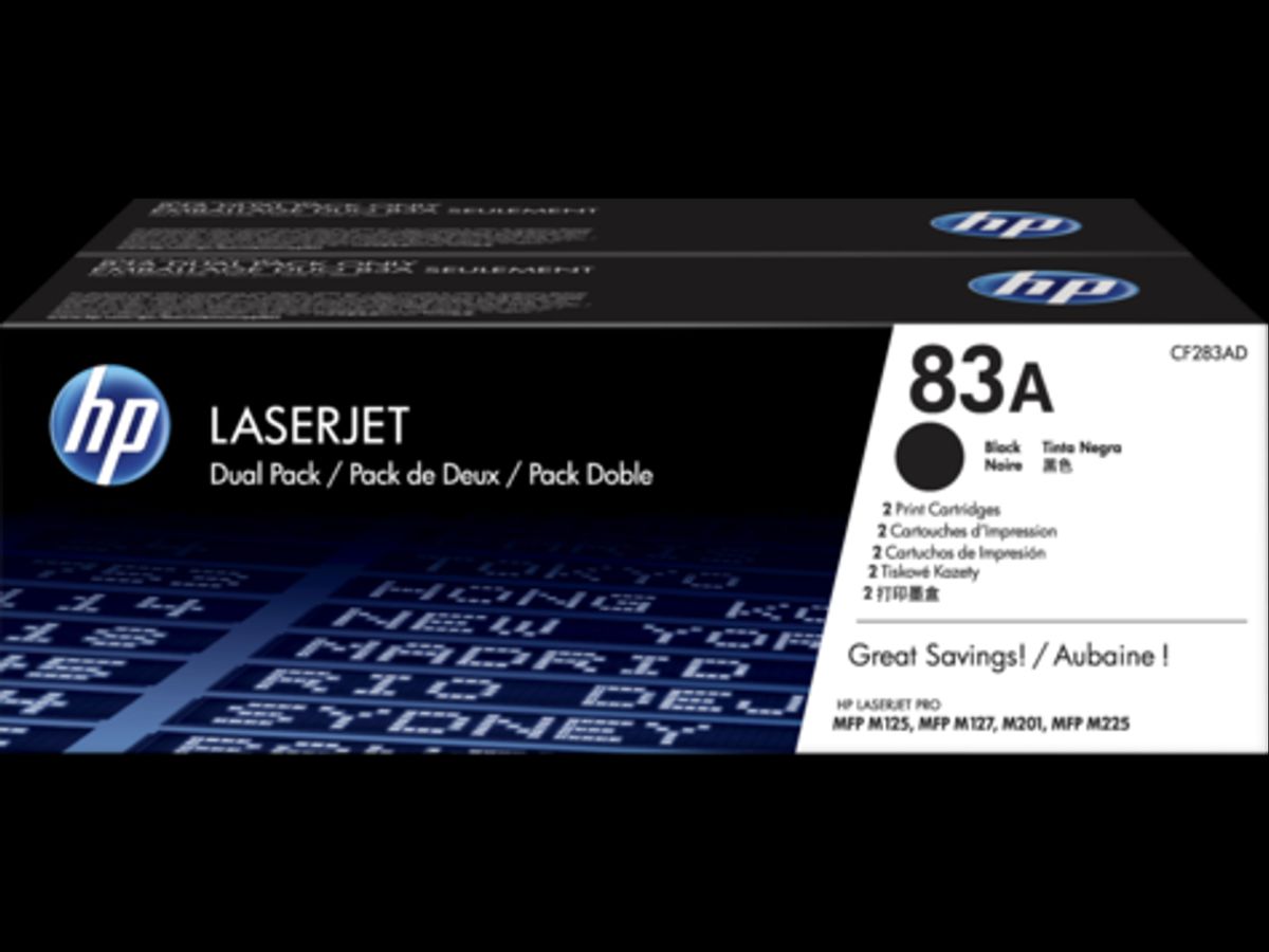 HP 83A Toner Cf283ad 2x Sort