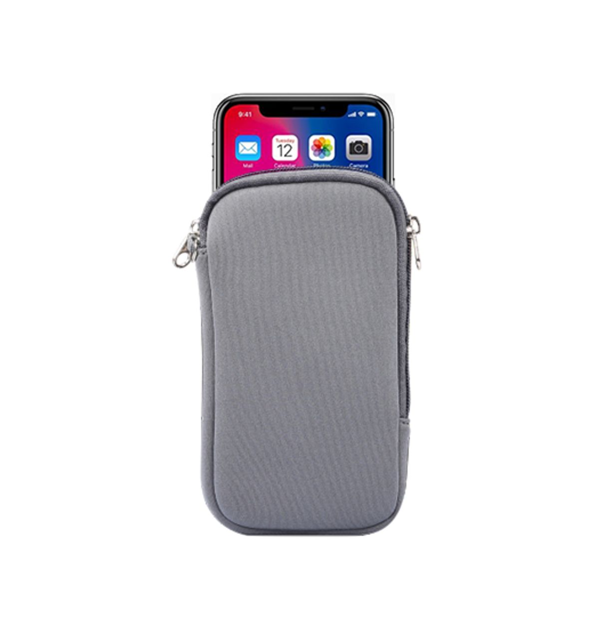 Huawei Mate 20 Lite - Simple Nylon Sleeve Etui M. Lynlås - Grå