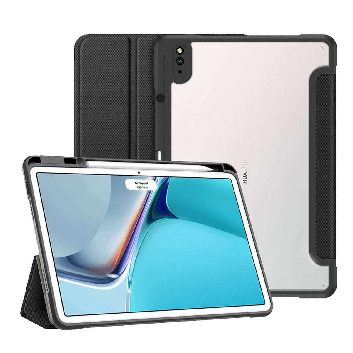 Huawei MatePad 11 (2021) - DUX DUCIS Toby Tri-Fold læder cover - Sort