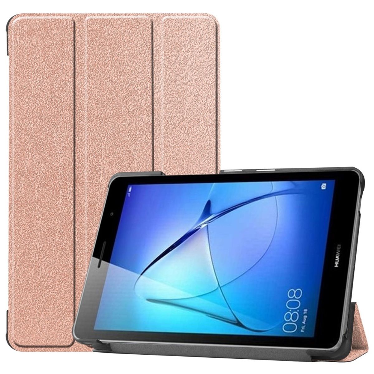 Huawei MatePad T8 - Tri-Fold læder cover - Rosa guld