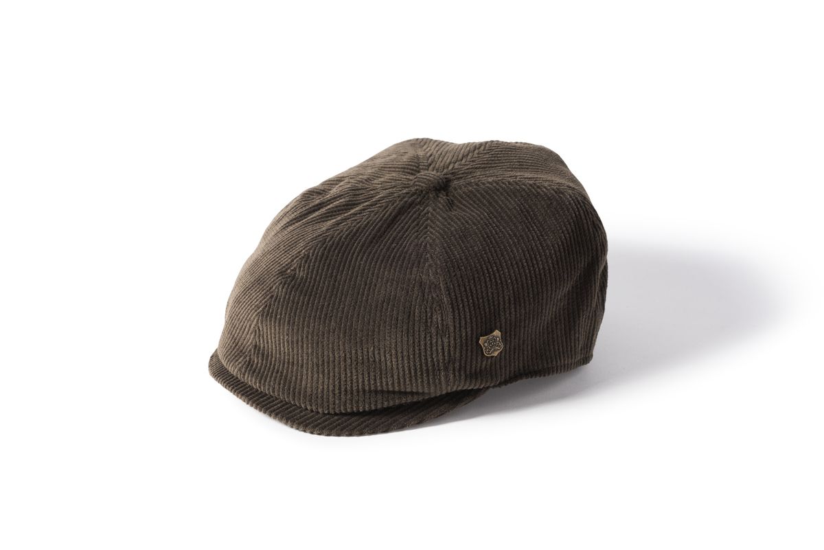 Hudson Cord Newsboy Hat - olivengrøn fløjl - 58 (medium)