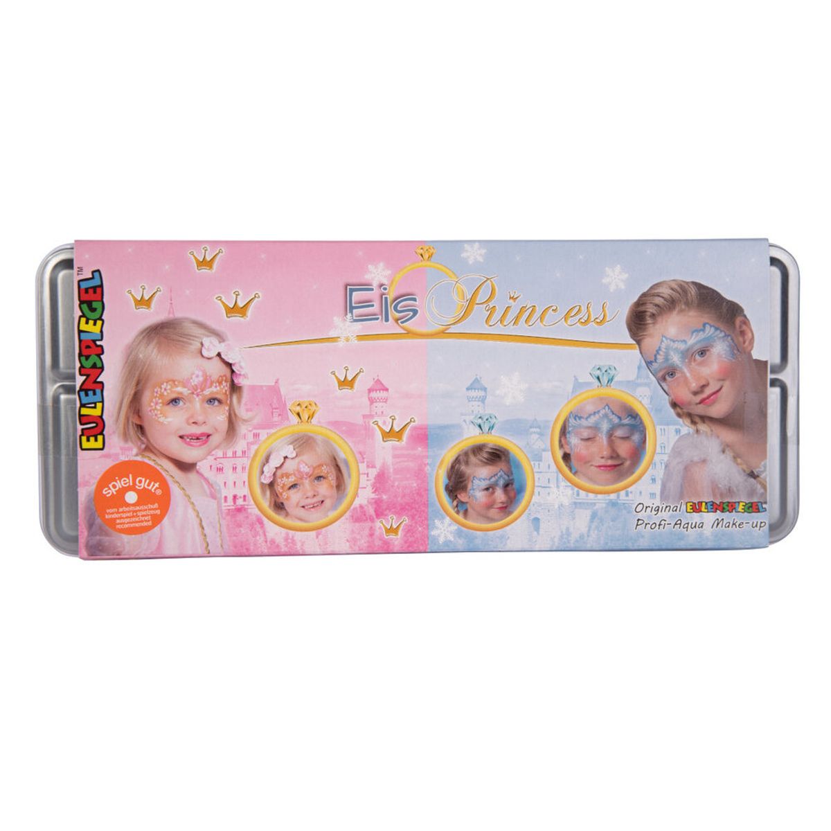 Hudvenlig ansigtsmaling Prinsesse palette med 10 farver, 2 glimmer