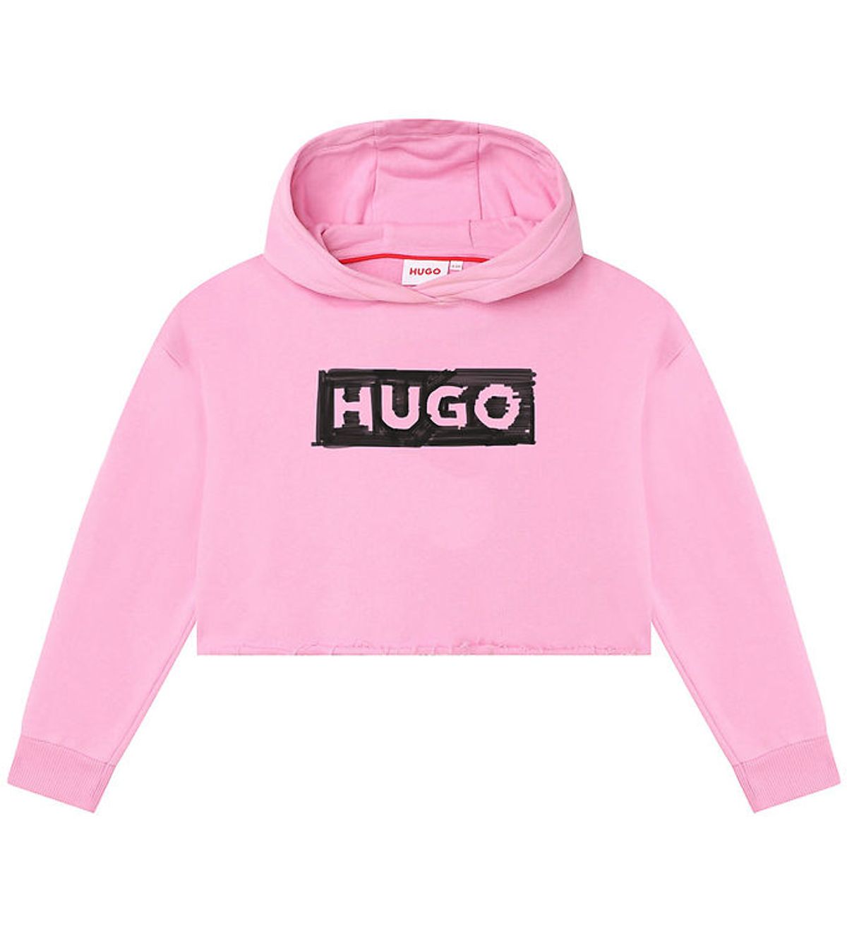 HUGO Hættetrøje - Cropped - Rosa m. Sort