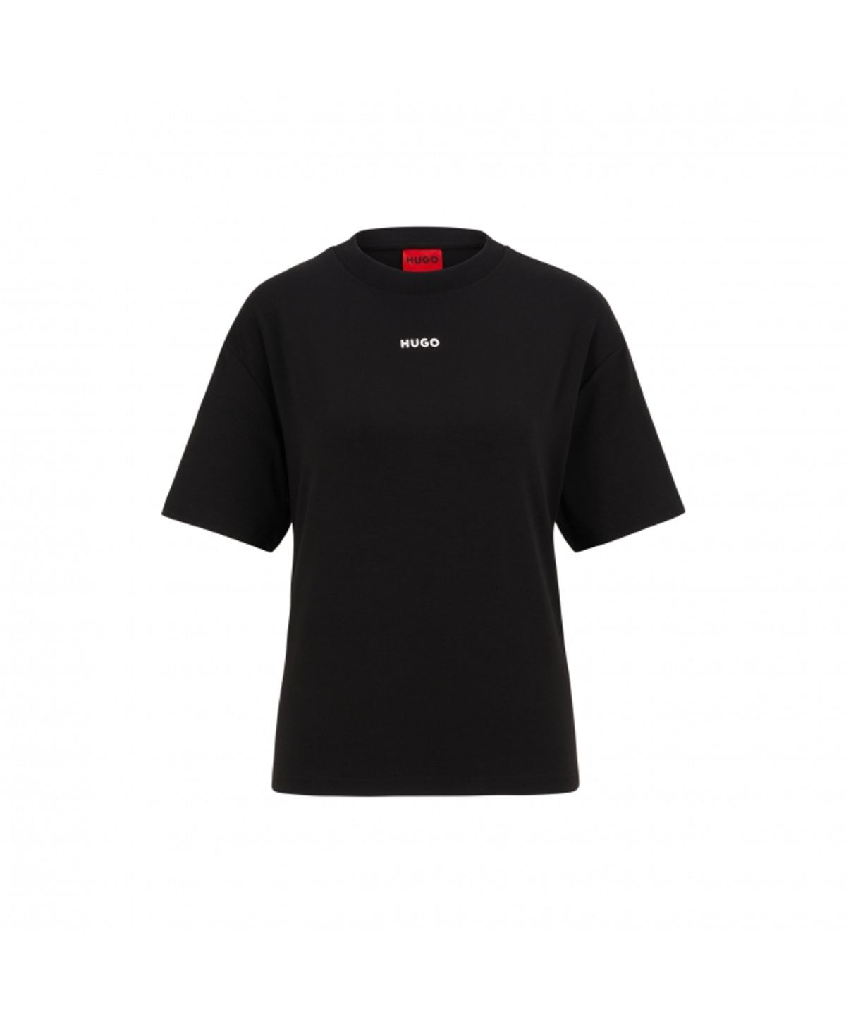 HUGO T-shirt i sort til kvinder m. hvid logo | Stretch jersey