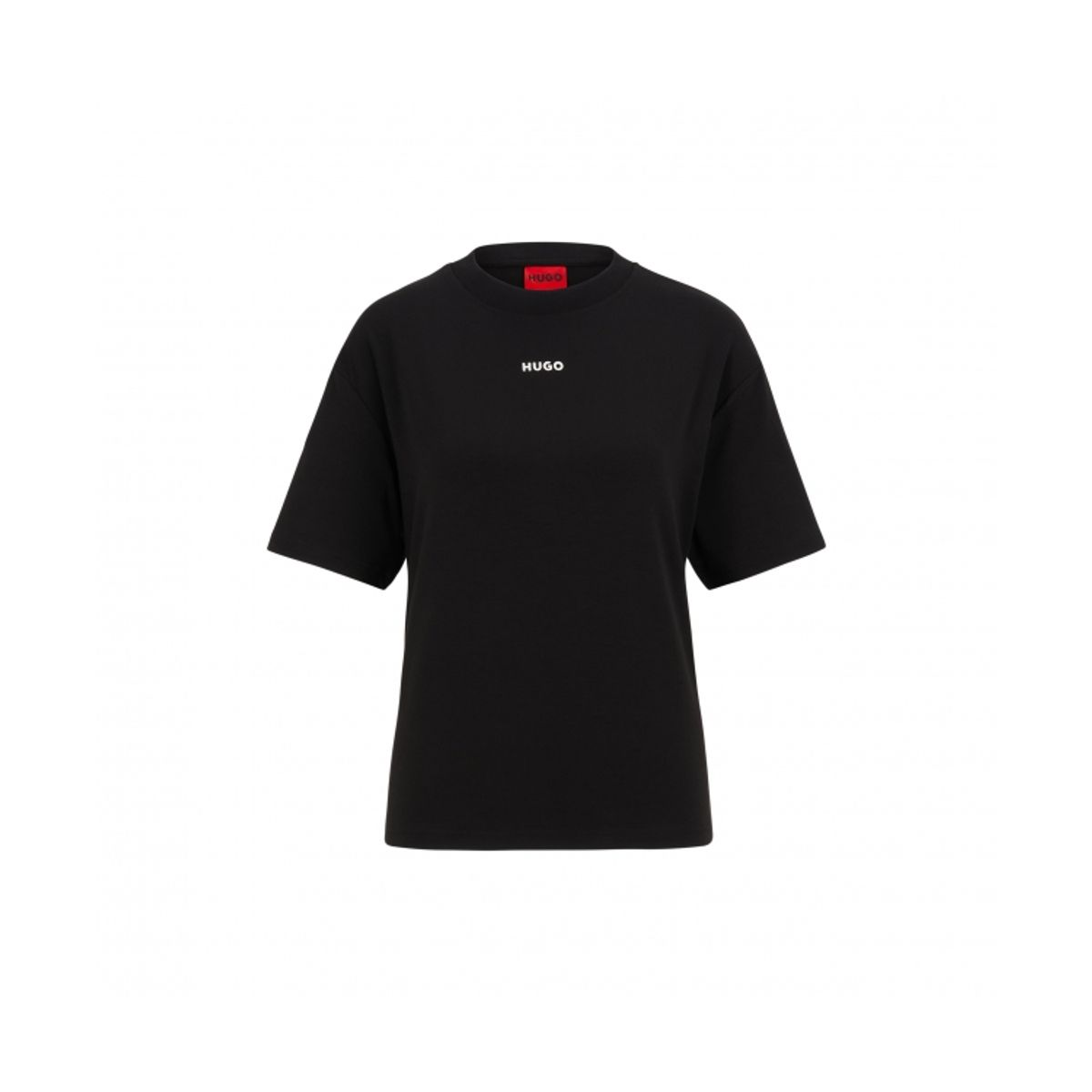 HUGO T-shirt i sort til kvinder m. hvid logo | Stretch jersey