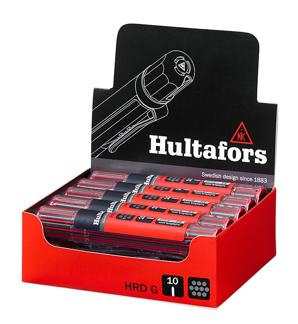 Hultafors Dybhulsmarkør dry refill 10 stifter i holdbart grafit, 650110