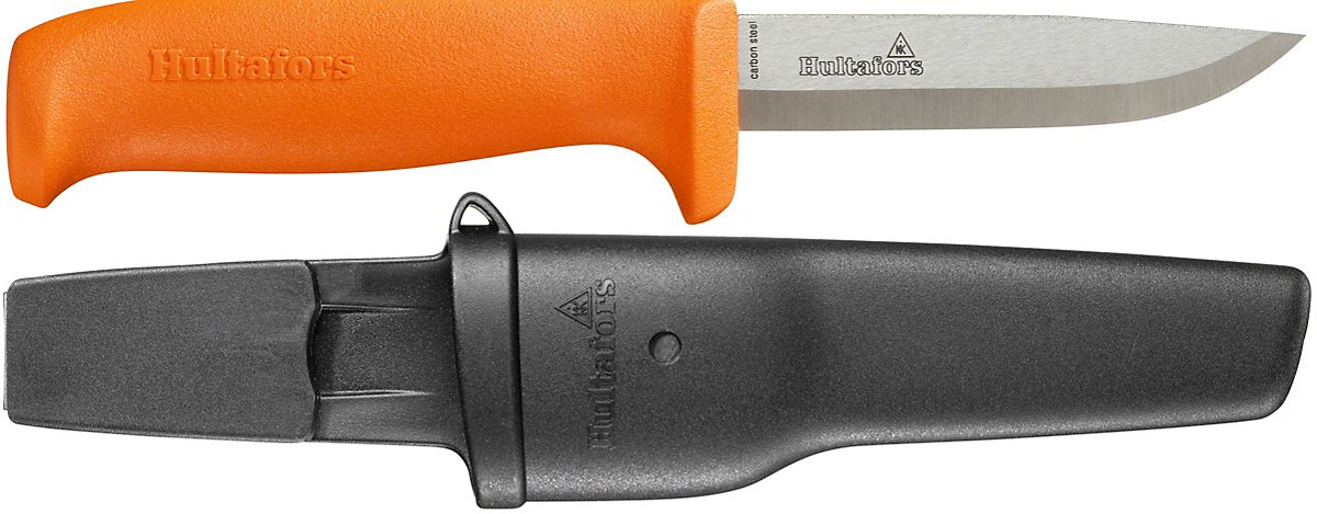 Hultafors standardkniv med skede, totallængde 208mm, skaft & skede i ekstra slagfast PP plast