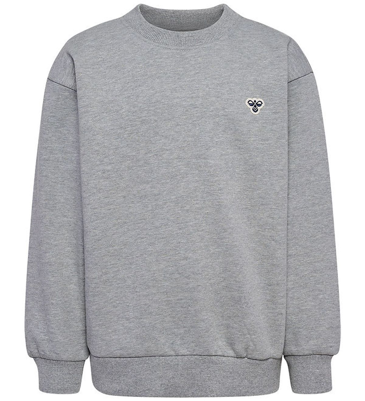 Hummel Sweatshirt - hmlJR Loose Crewneck - Grey Melange m. Logo