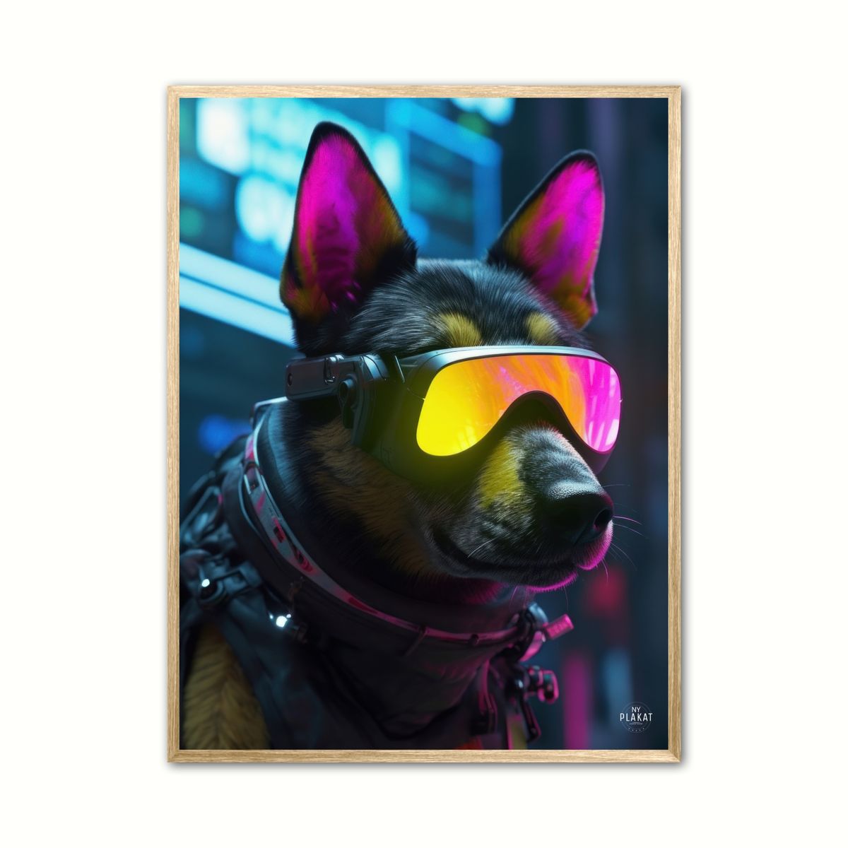 Hund 4 - Cyberpunk plakat 30 x 40 cm