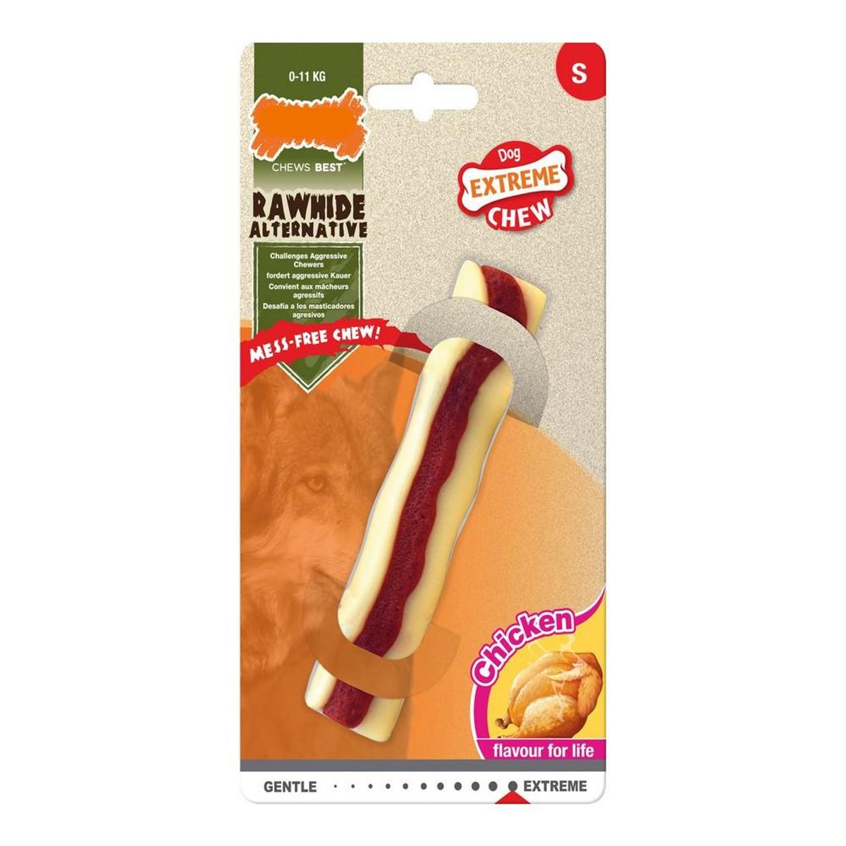 Hund Bidering Nylabone Extreme Chew Roll Rawhide Størrelse S Kylling Nylon