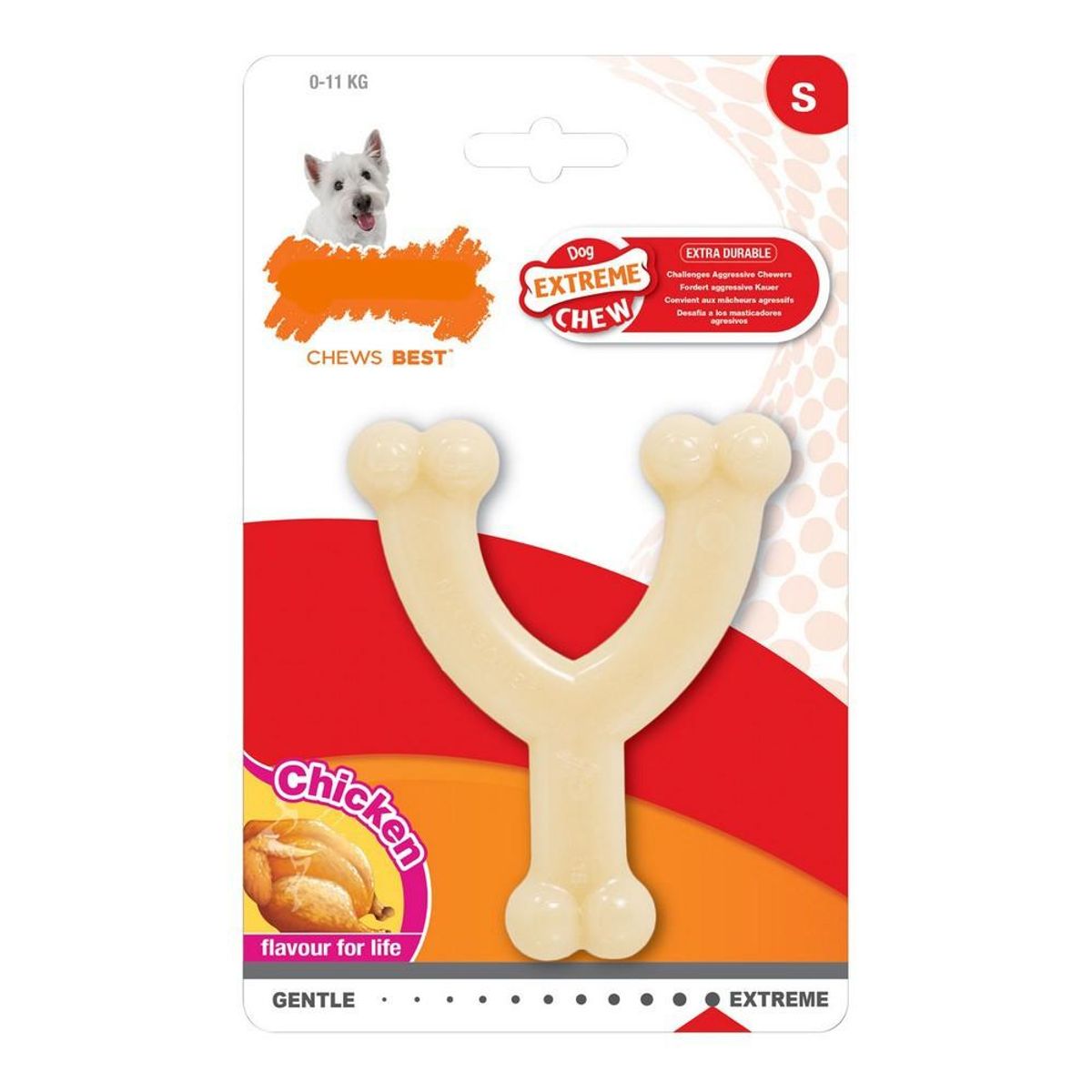 Hund Bidering Nylabone Extreme Chew Wishbone Størrelse S Kylling Nylon