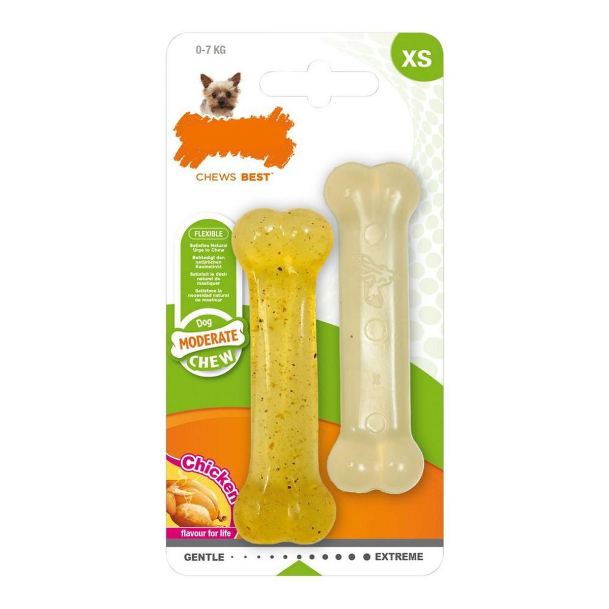 Hund Bidering Nylabone Moderate Chew Twin Termoplastisk Kylling XS (2 stk)