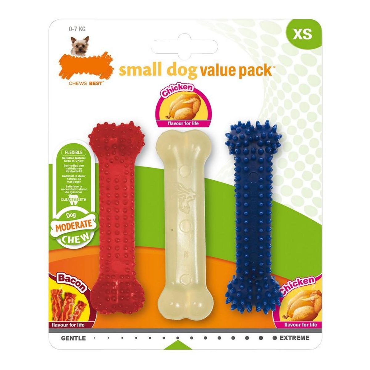 Hund Bidering Nylabone Value Pack Bacon Størrelse S Kylling Termoplastisk (3 stk)