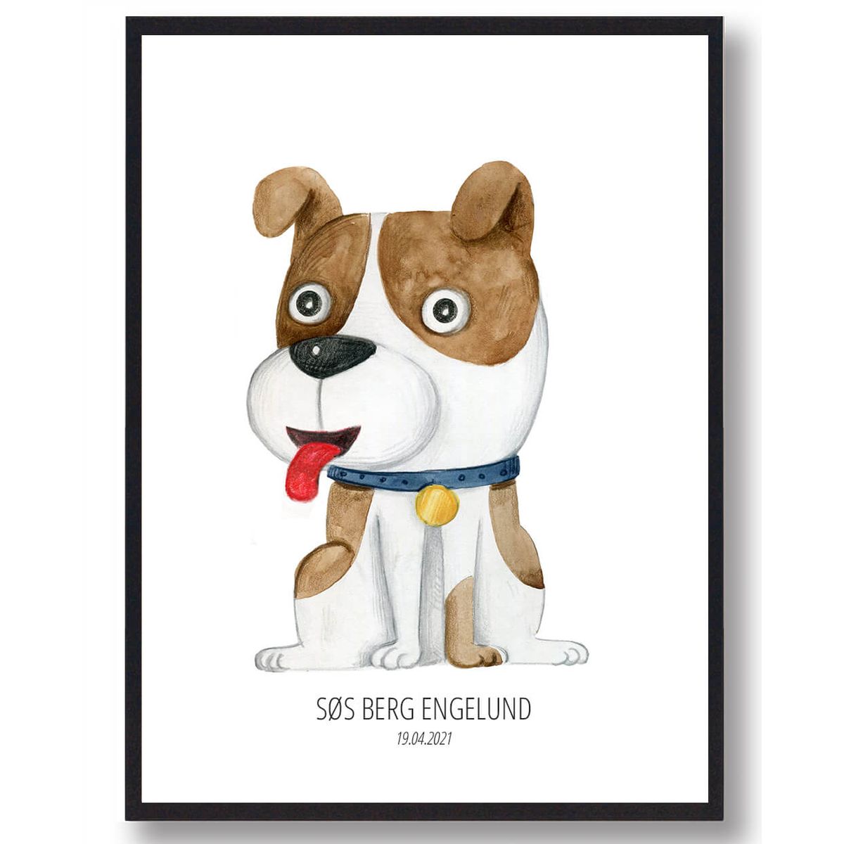 Hund - navneplakat (Størrelse: M - 30x40cm)