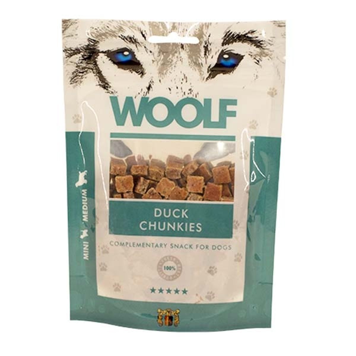 Hundegodbid Woolf duck chunkies100g