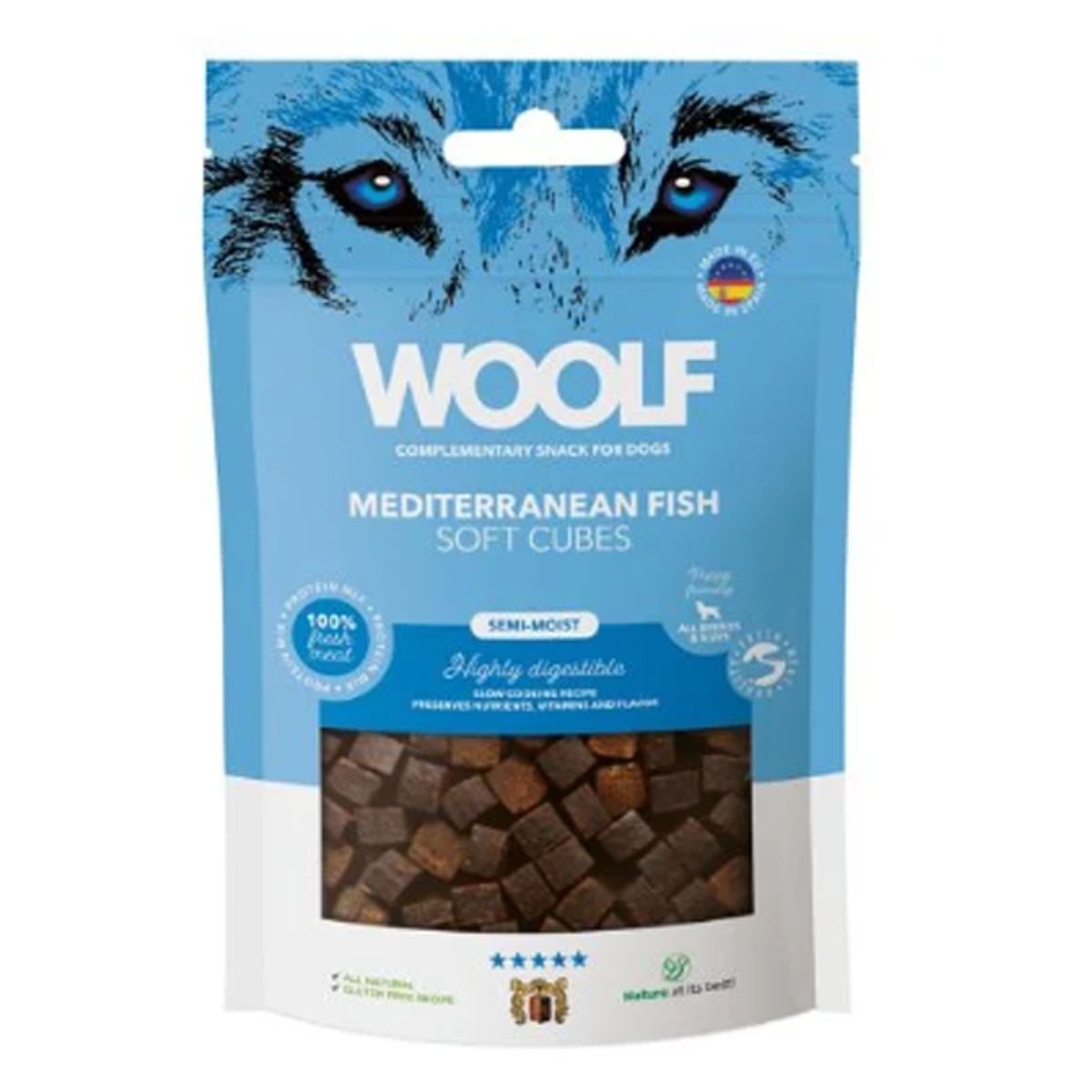 Hundegodbid Woolf Soft, fisk 100g