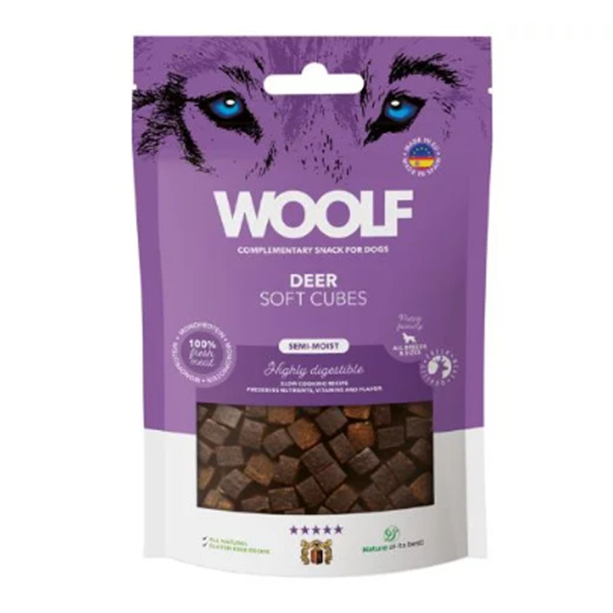 Hundegodbid Woolf Soft, hjort 100g