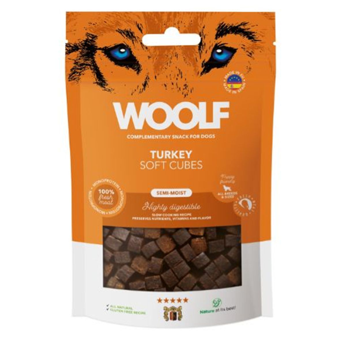 Hundegodbid Woolf Soft, kalkun 100g