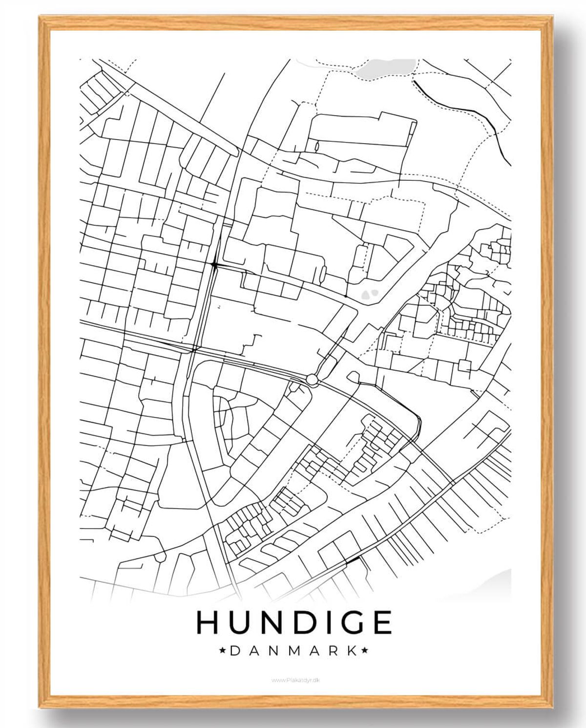 Hundige by plakat - hvid (Størrelse: L - 50x70cm (B2))